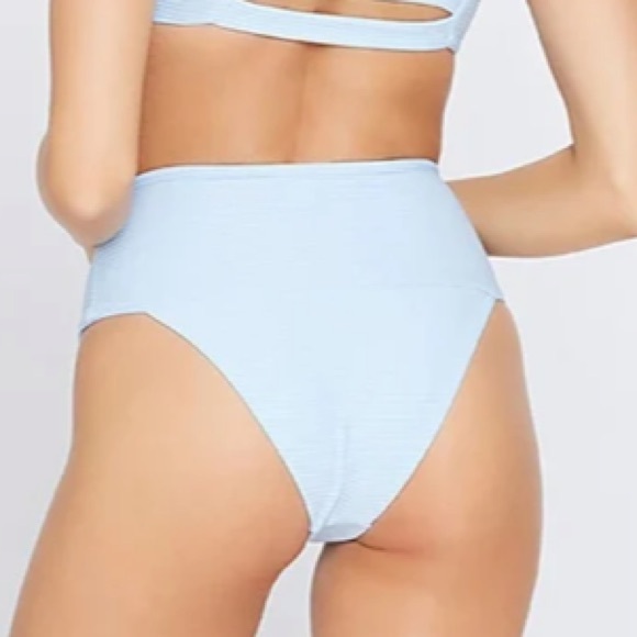 L*Space Desi Classic Bikini Bottom Ribbed High Waist, Sky Blue, X-Small NWT - Picture 3 of 13